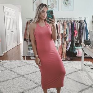 Athleta mauve seamless racerback midi dress